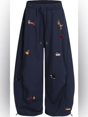 Cute Wiener Dog Oversized Unisex Sweatpants - Navy